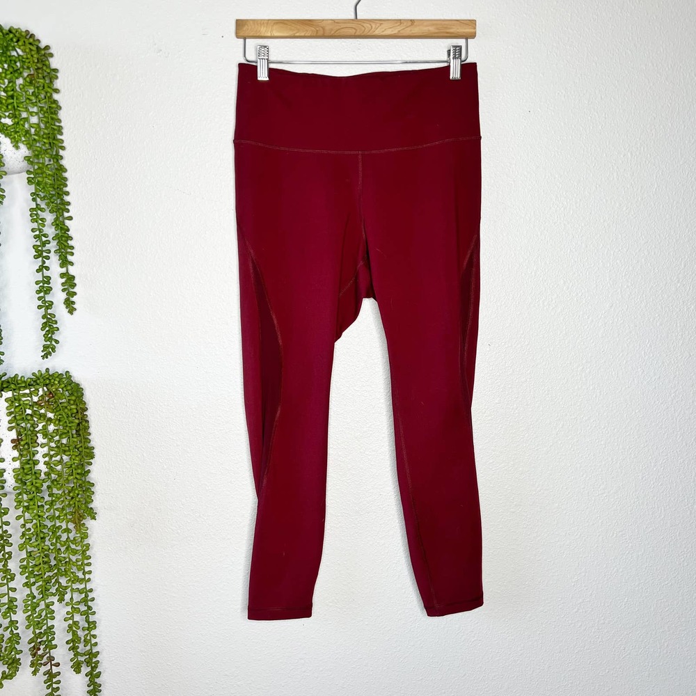 Old Navy Active Go-Dry Red Mesh Inset Pull On Leggings Women's Size Large L